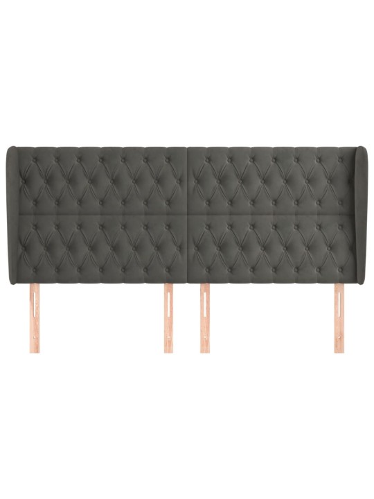Čelo postele typu ušák tmavě šedé 183x23x118/128 cm samet