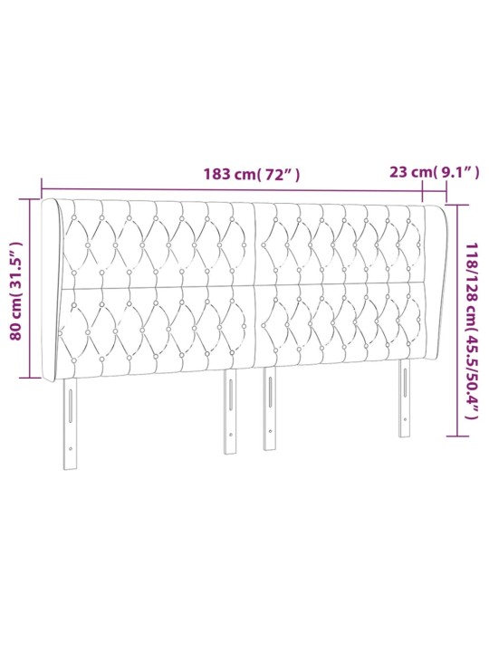 Čelo postele typu ušák tmavě šedé 183x23x118/128 cm samet