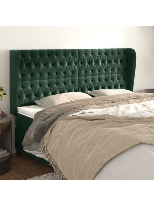 Čelo postele typu ušák tmavě zelená 183x23x118/128 cm samet