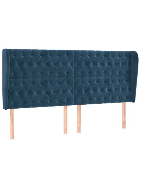 Čelo postele typu ušák tmavě modrá 183x23x118/128 cm samet
