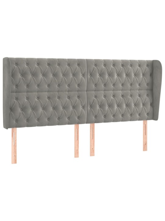 Čelo postele typu ušák světle šedé 203x23x118/128 cm samet