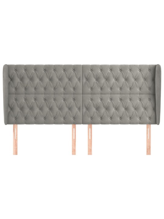 Čelo postele typu ušák světle šedé 203x23x118/128 cm samet