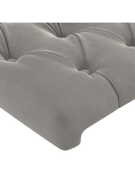 Čelo postele typu ušák světle šedé 203x23x118/128 cm samet