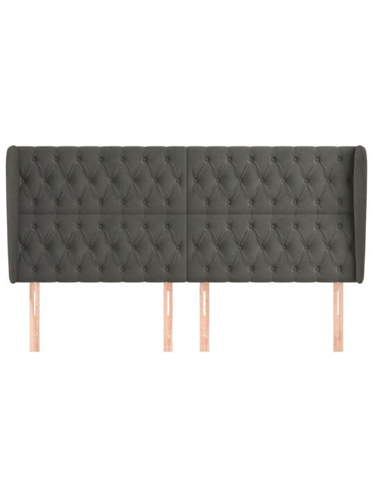 Čelo postele typu ušák tmavě šedé 203x23x118/128 cm samet