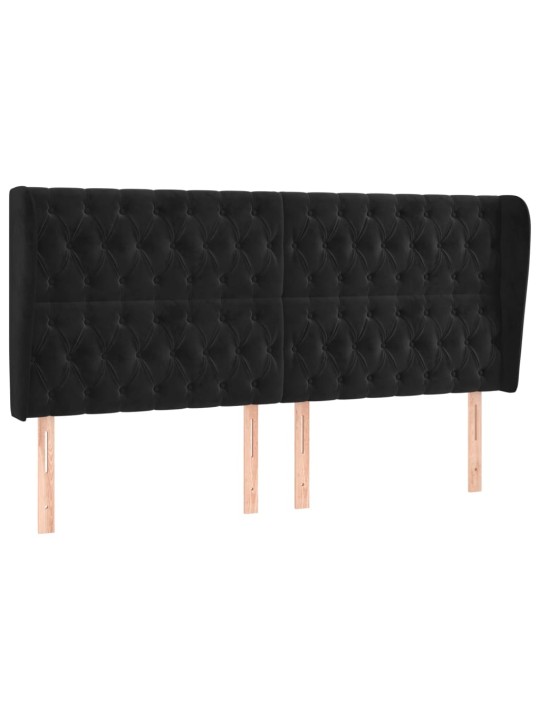 Čelo postele typu ušák černé 203x23x118/128 cm samet