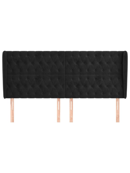 Čelo postele typu ušák černé 203x23x118/128 cm samet