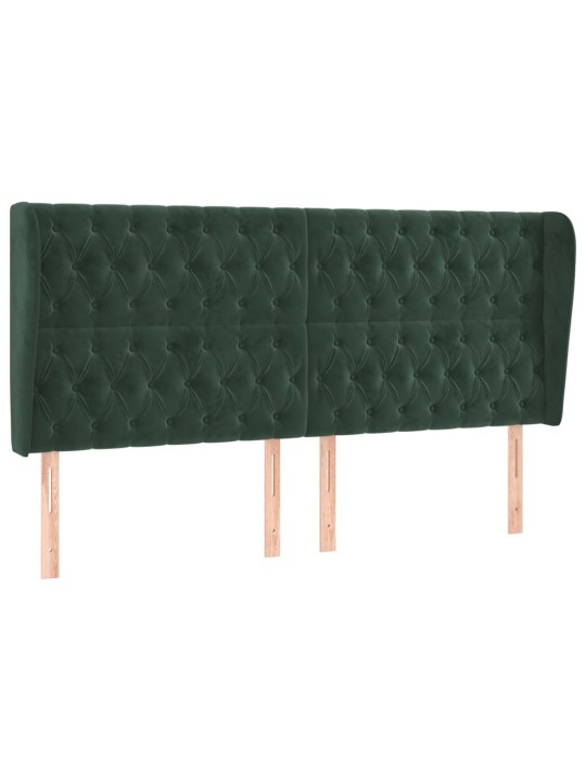 Čelo postele typu ušák tmavě zelená 203x23x118/128 cm samet