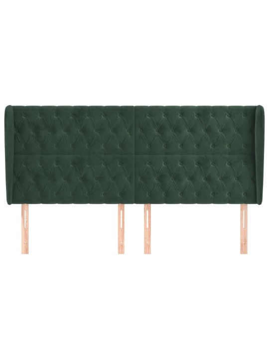 Čelo postele typu ušák tmavě zelená 203x23x118/128 cm samet