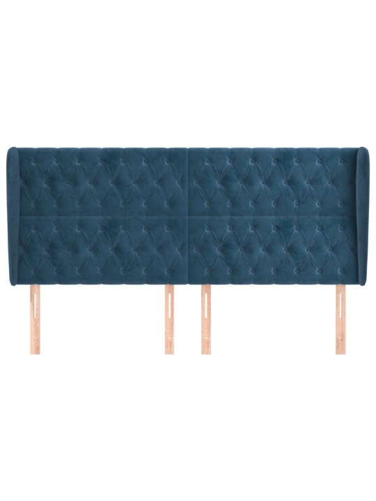 Čelo postele typu ušák tmavě modrá 203x23x118/128 cm samet