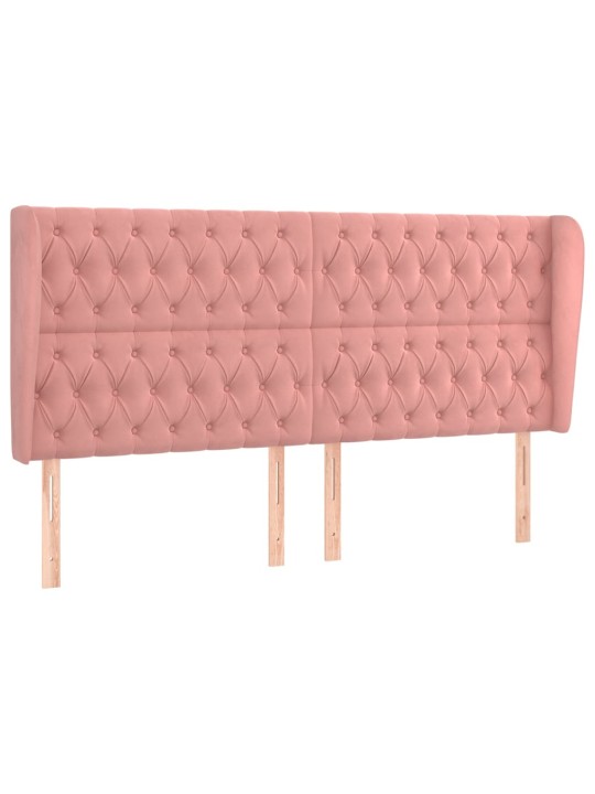 Čelo postele typu ušák růžová 203x23x118/128 cm samet