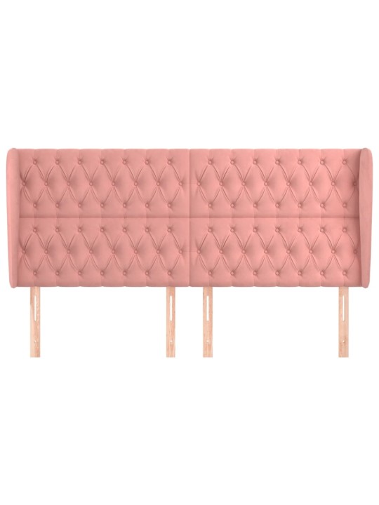 Čelo postele typu ušák růžová 203x23x118/128 cm samet