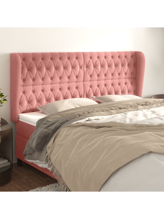 Čelo postele typu ušák růžová 203x23x118/128 cm samet