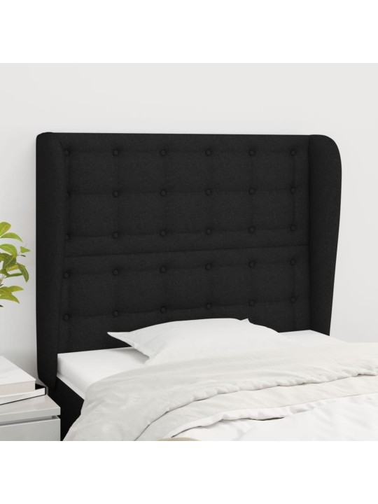 Čelo postele typu ušák černé 83 x 23 x 118/128 cm textil