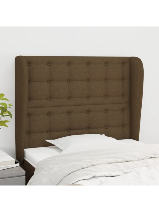 Čelo postele typu ušák tmavě hnědé 83 x 23 x 118/128 cm textil