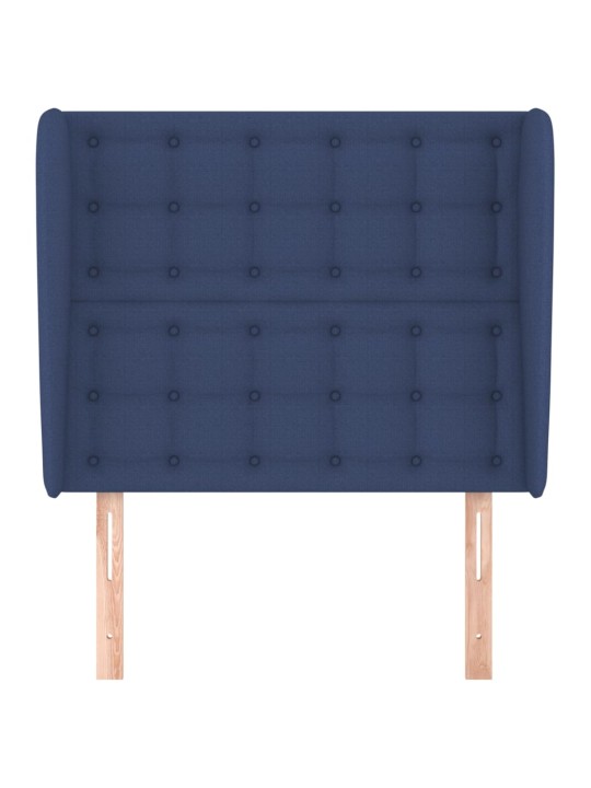 Čelo postele typu ušák modré 83 x 23 x 118/128 cm textil
