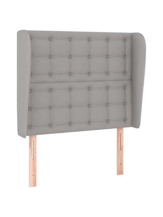 Čelo postele typu ušák světle šedé 93 x 23 x 118/128 cm textil
