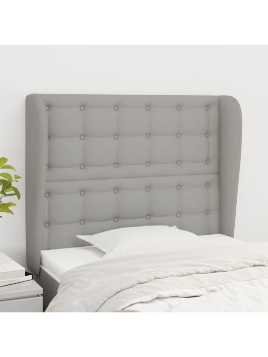 Čelo postele typu ušák světle šedé 93 x 23 x 118/128 cm textil