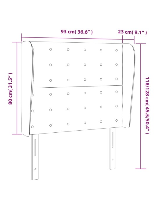 Čelo postele typu ušák tmavě šedé 93x23x118/128 cm textil