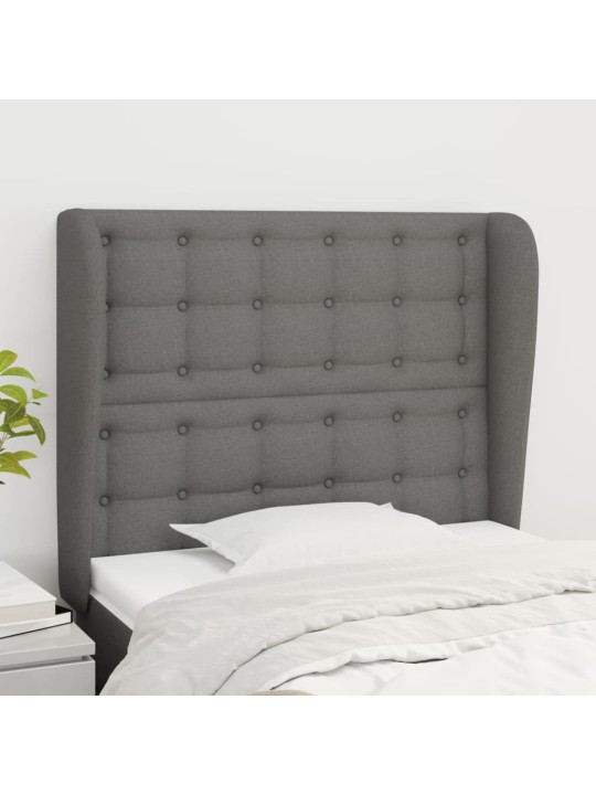 Čelo postele typu ušák tmavě šedé 93x23x118/128 cm textil