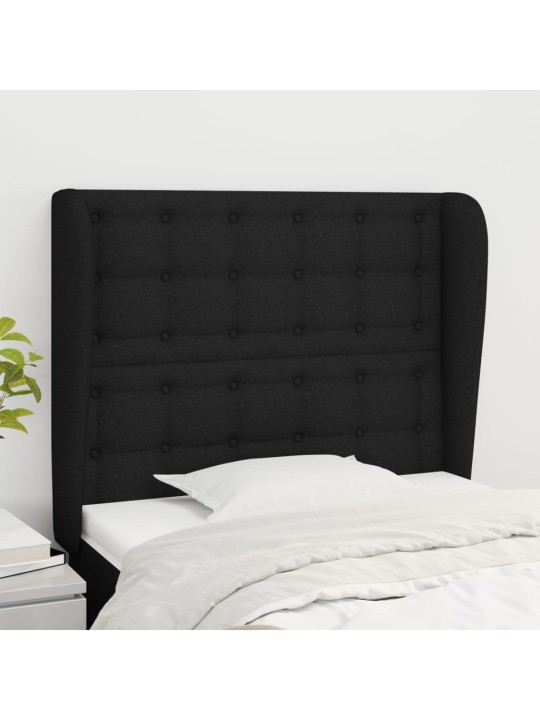 Čelo postele typu ušák černé 93x23x118/128 cm textil