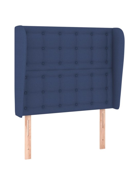 Čelo postele typu ušák modré 93x23x118/128 cm textil