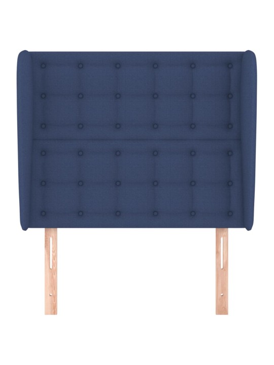 Čelo postele typu ušák modré 93x23x118/128 cm textil