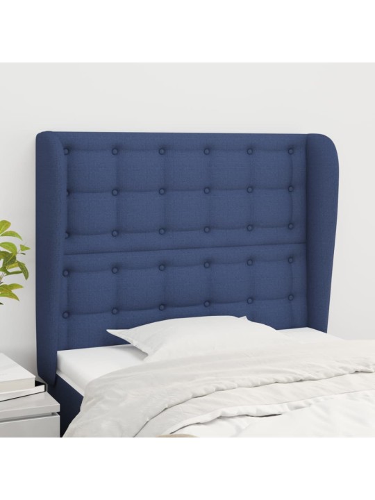 Čelo postele typu ušák modré 93x23x118/128 cm textil