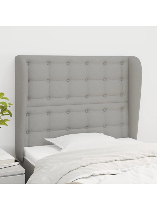 Čelo postele typu ušák světle šedé 103x23x118/128 cm textil