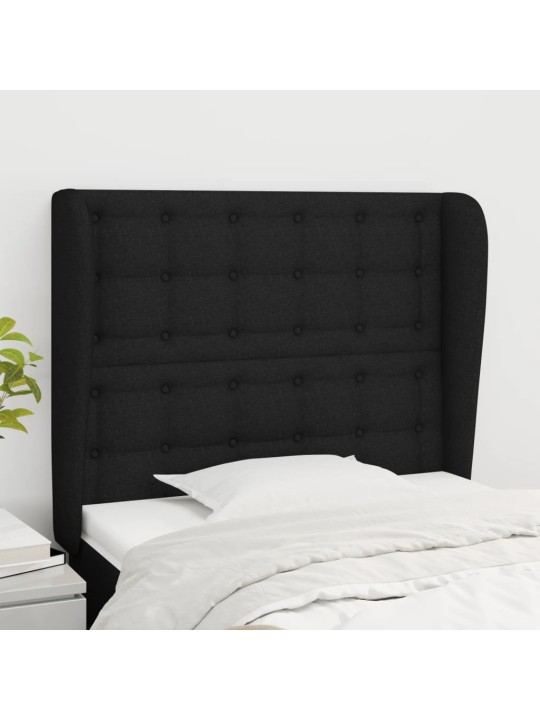 Čelo postele typu ušák černé 103x23x118/128 cm textil