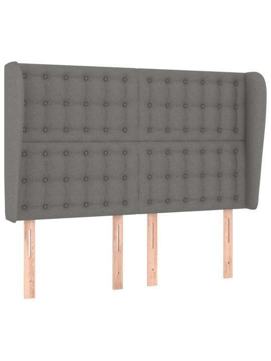 Čelo postele typu ušák tmavě šedé 147x23x118/128 cm textil