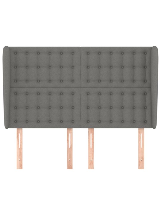 Čelo postele typu ušák tmavě šedé 147x23x118/128 cm textil