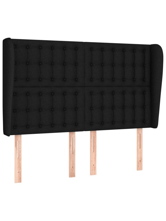 Čelo postele typu ušák černé 147x23x118/128 cm textil
