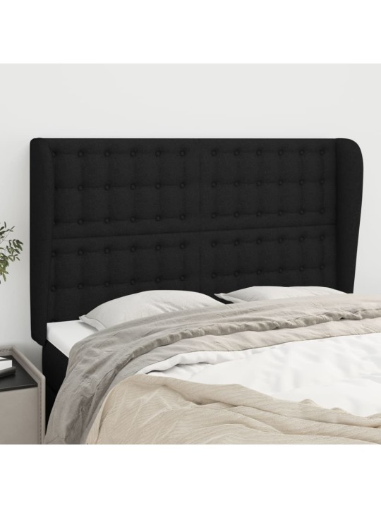 Čelo postele typu ušák černé 147x23x118/128 cm textil