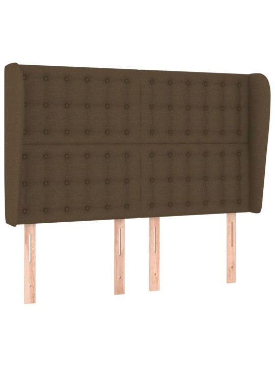 Čelo postele typu ušák tmavě hnědé 147x23x118/128 cm textil