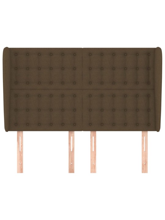 Čelo postele typu ušák tmavě hnědé 147x23x118/128 cm textil