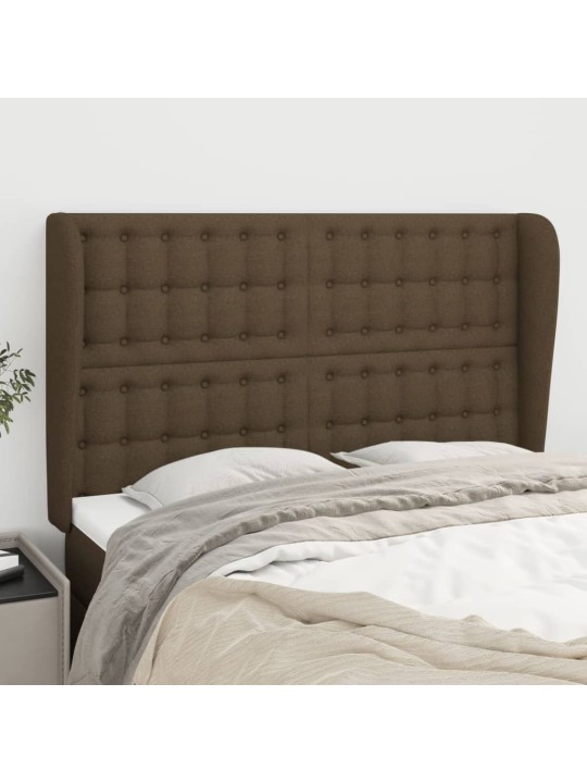 Čelo postele typu ušák tmavě hnědé 147x23x118/128 cm textil