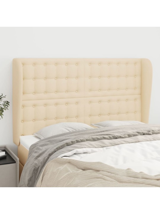Čelo postele typu ušák krémové 147x23x118/128 cm textil