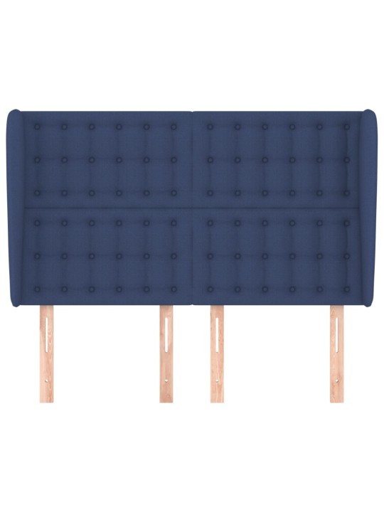Čelo postele typu ušák modré 147x23x118/128 cm textil