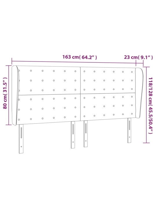 Čelo postele typu ušák tmavě šedé 163x23x118/128 cm textil