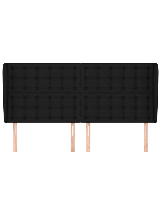 Čelo postele typu ušák černé 163x23x118/128 cm textil