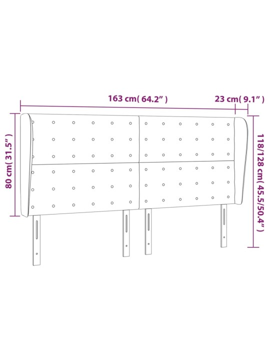 Čelo postele typu ušák tmavě hnědé 163x23x118/128 cm textil