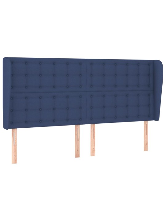 Čelo postele typu ušák modré 163x23x118/128 cm textil