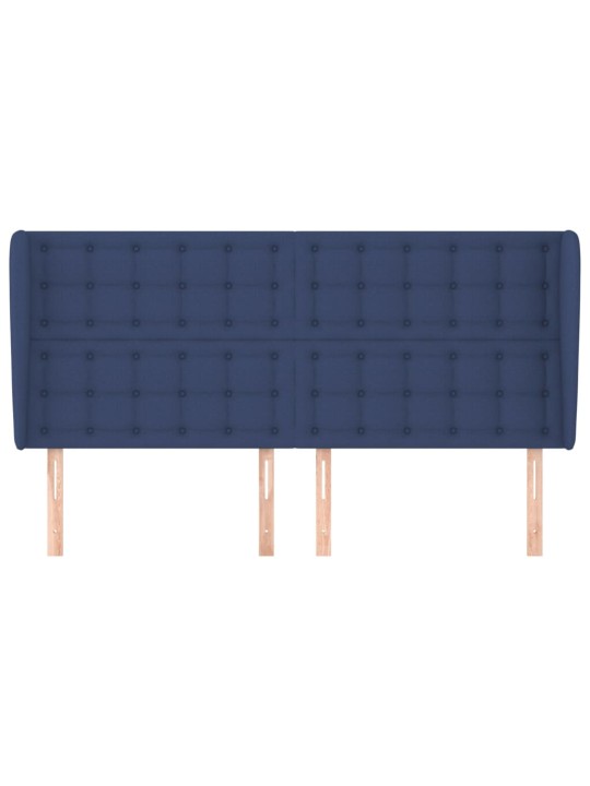 Čelo postele typu ušák modré 163x23x118/128 cm textil
