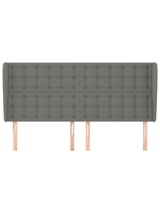 Čelo postele typu ušák tmavě šedé 203x23x118/128 cm textil