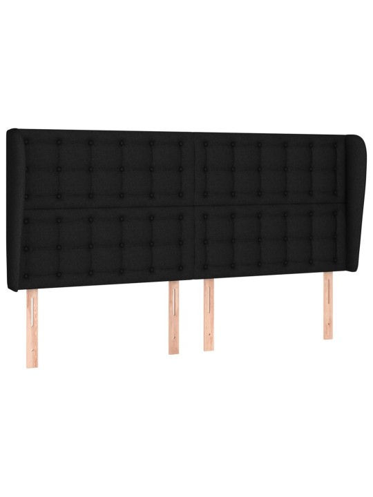 Čelo postele typu ušák černé 203x23x118/128 cm textil