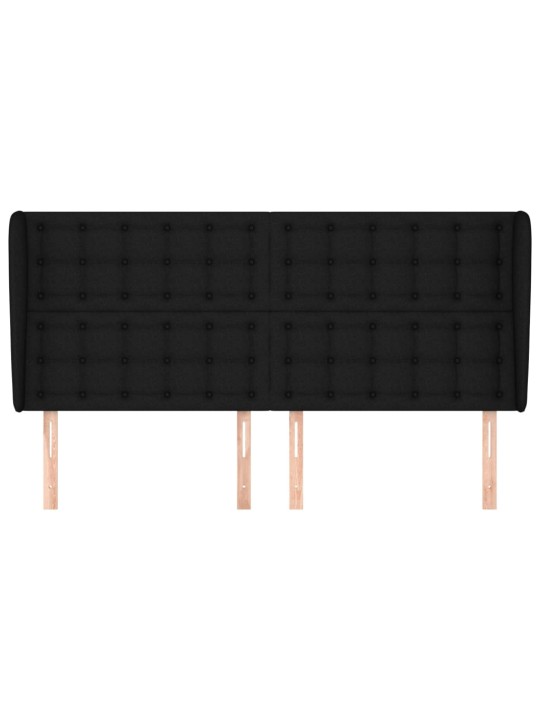 Čelo postele typu ušák černé 203x23x118/128 cm textil