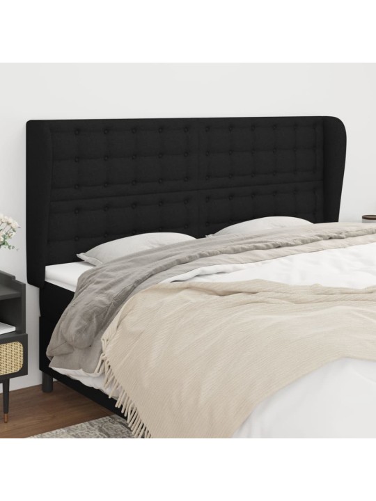 Čelo postele typu ušák černé 203x23x118/128 cm textil