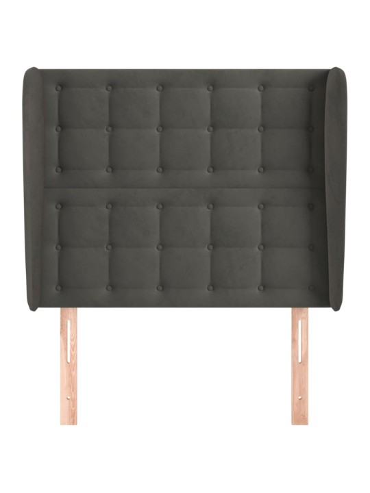 Čelo postele typu ušák tmavě šedé 83 x 23 x 118/128 cm samet