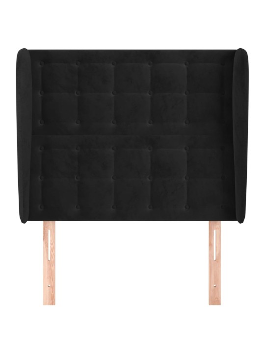 Čelo postele typu ušák černé 83 x 23 x 118/128 cm samet
