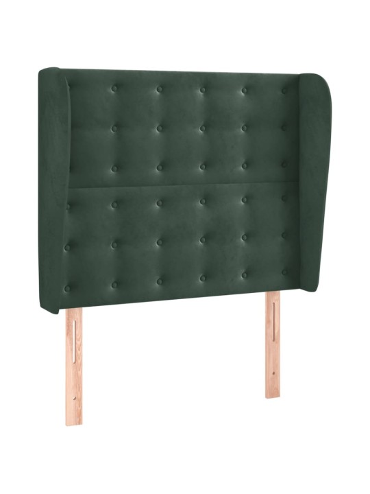Čelo postele typu ušák tmavě zelené 83 x 23 x 118/128 cm samet